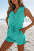Ribbed Button V Neck Tank Top and Shorts Set